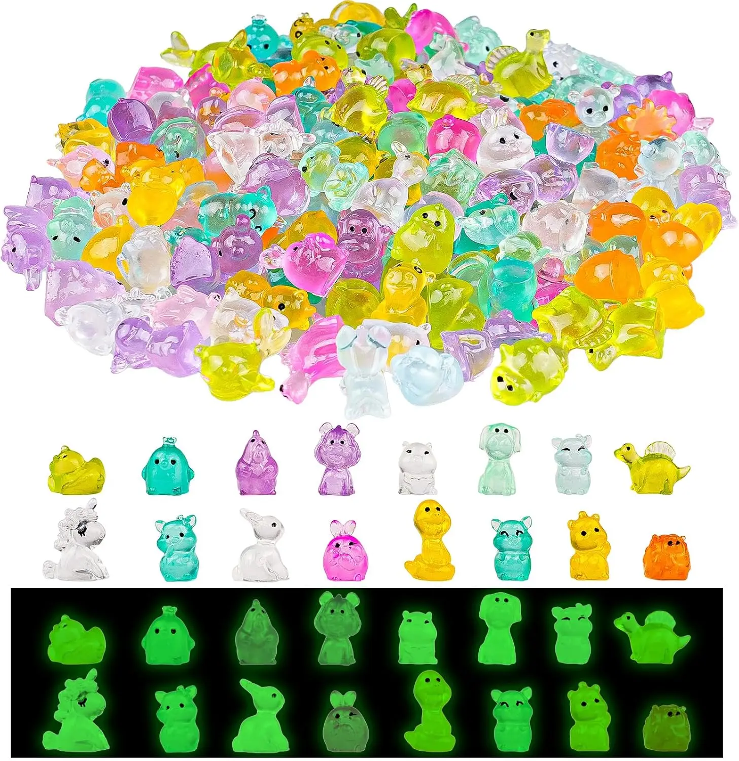 200Pcs Glow in Dark Mini Resin Animals for Fairy Garden Decor, Duck Dinosaur Rabbit Flamingo
200Pcs Glow in Dark Mini Resin Animals for Fairy Garden Decor, Duck Dinosaur Rabbit Flamingo
