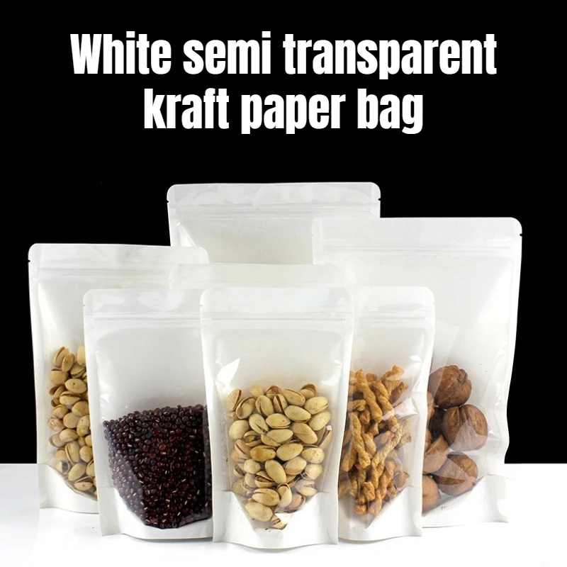 White Semi Transparent Kraft Paper Bag Self-supporting Self Sealing Bag Yin-yang Kraft Paper Sealed Bag Tea Food Packaging Bags
White Semi Transparent Kraft Paper Bag Self-supporting Self Sealing Bag Yin-yang Kraft Paper Sealed Bag Tea Food Packaging Bags