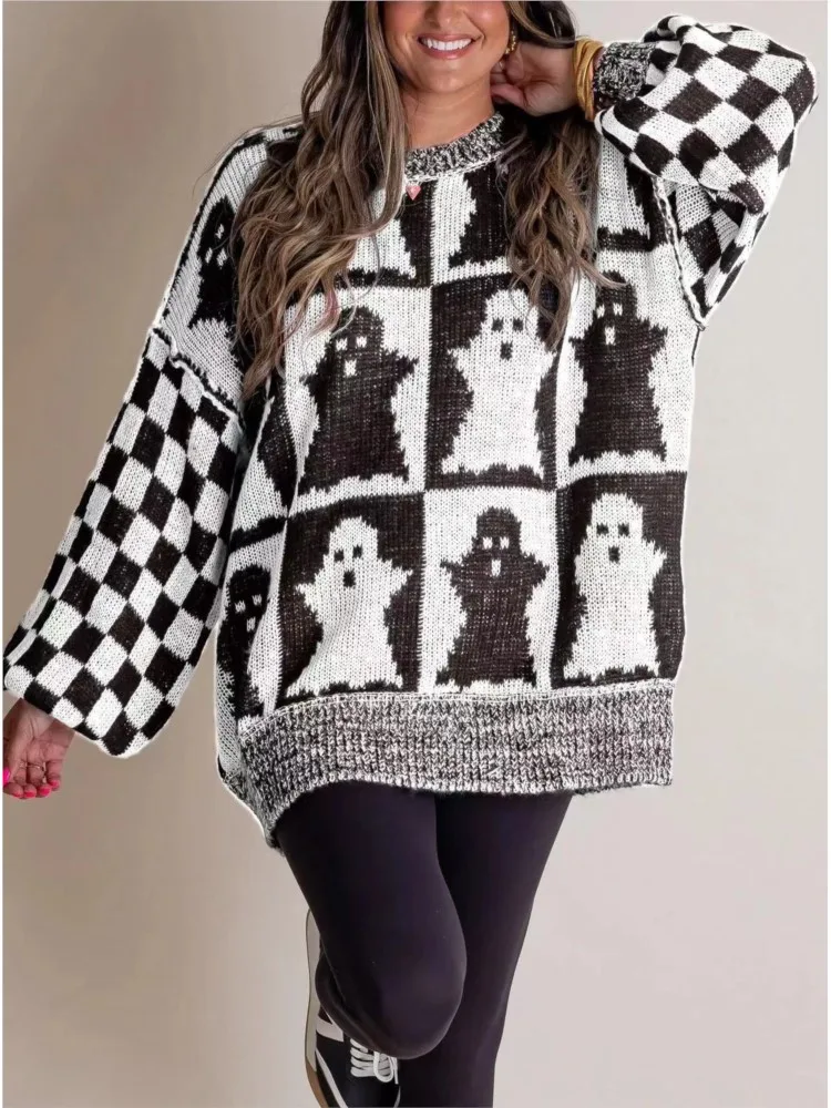 Осень-зима 2025: вязаные свитера на Хэллоуин, женские весенние свободные свитера с круглым вырезом и длинными рукавами, женские повседневные пуловеры, свитера
Осень-зима 2025: вязаные свитера на Хэллоуин, женские весенние свободные свитера с круглым вырезом и длинными рукавами, женские повседневные пуловеры, свитера