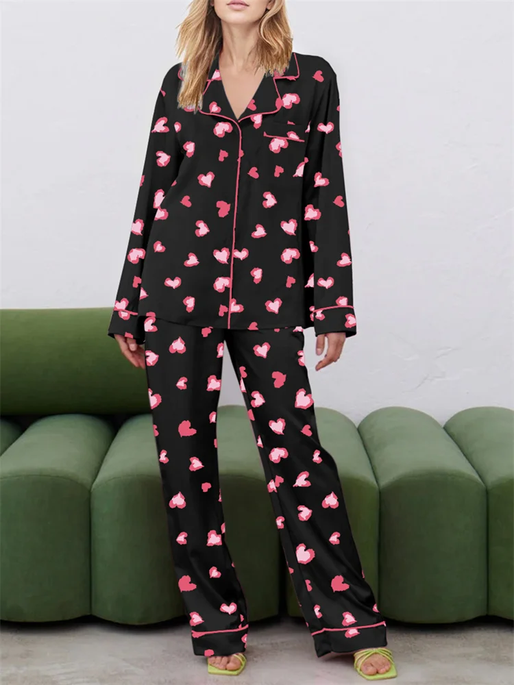 CHRONSTYLE Women Valentine's Day 2 Pieces Pajama Sets Long Sleeve Heart Print Shirts Tops and Pants Sets Sleep Loungewear 2025
CHRONSTYLE Women Valentine's Day 2 Pieces Pajama Sets Long Sleeve Heart Print Shirts Tops and Pants Sets Sleep Loungewear 2025