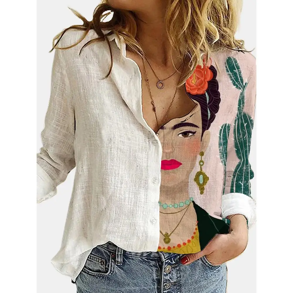 Women's Faion Street Sle Printed Card Portrait Long Sve irt Loose Fit Polyester Casual irt Autumn Season
Women's Faion Street Sle Printed Card Portrait Long Sve irt Loose Fit Polyester Casual irt Autumn Season