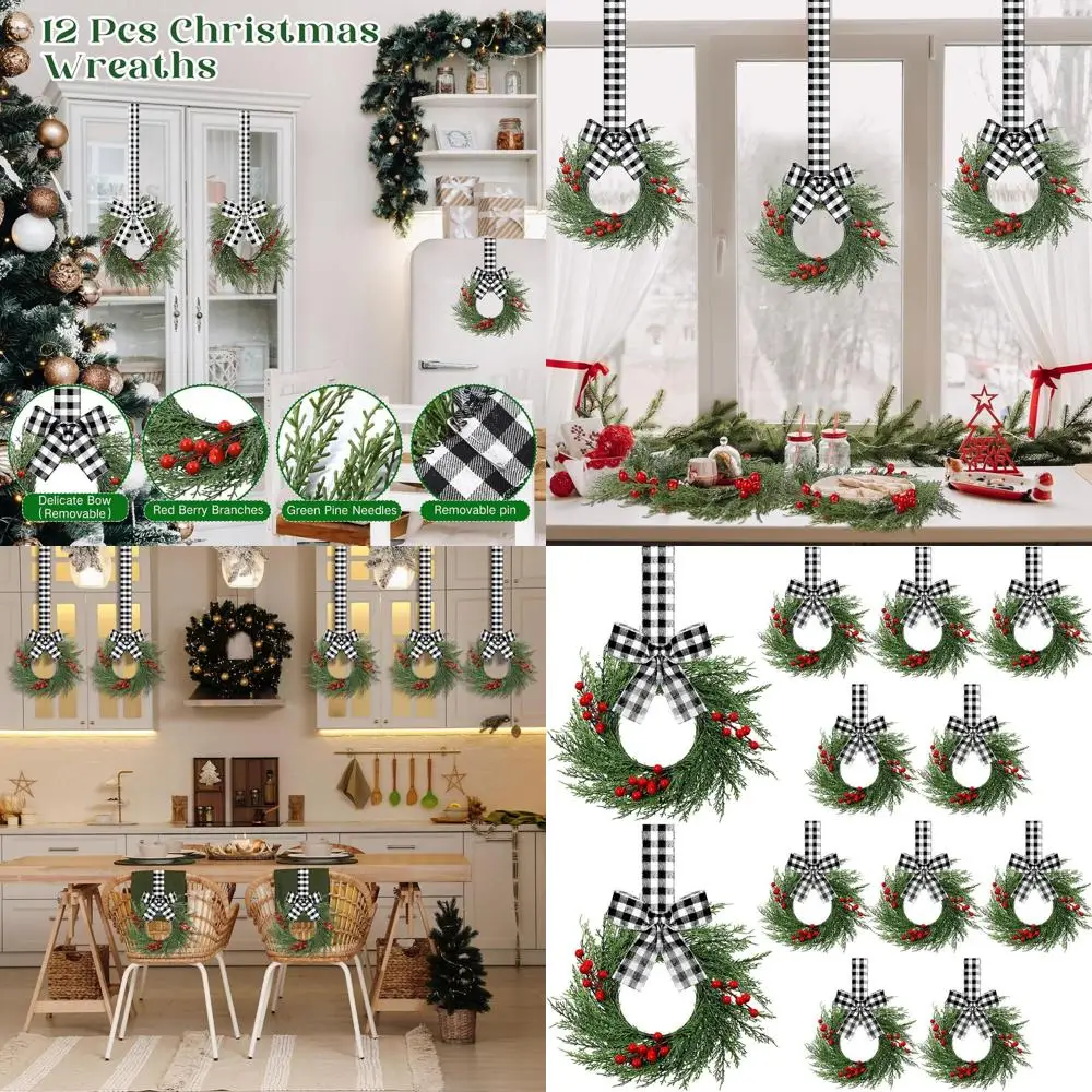 Artificial Greenery Christmas Wreaths with Plaid Bow Ribbons for Front Door, Porch, Wall, Window (Black White Buffalo Plaid)
Artificial Greenery Christmas Wreaths with Plaid Bow Ribbons for Front Door, Porch, Wall, Window (Black White Buffalo Plaid)