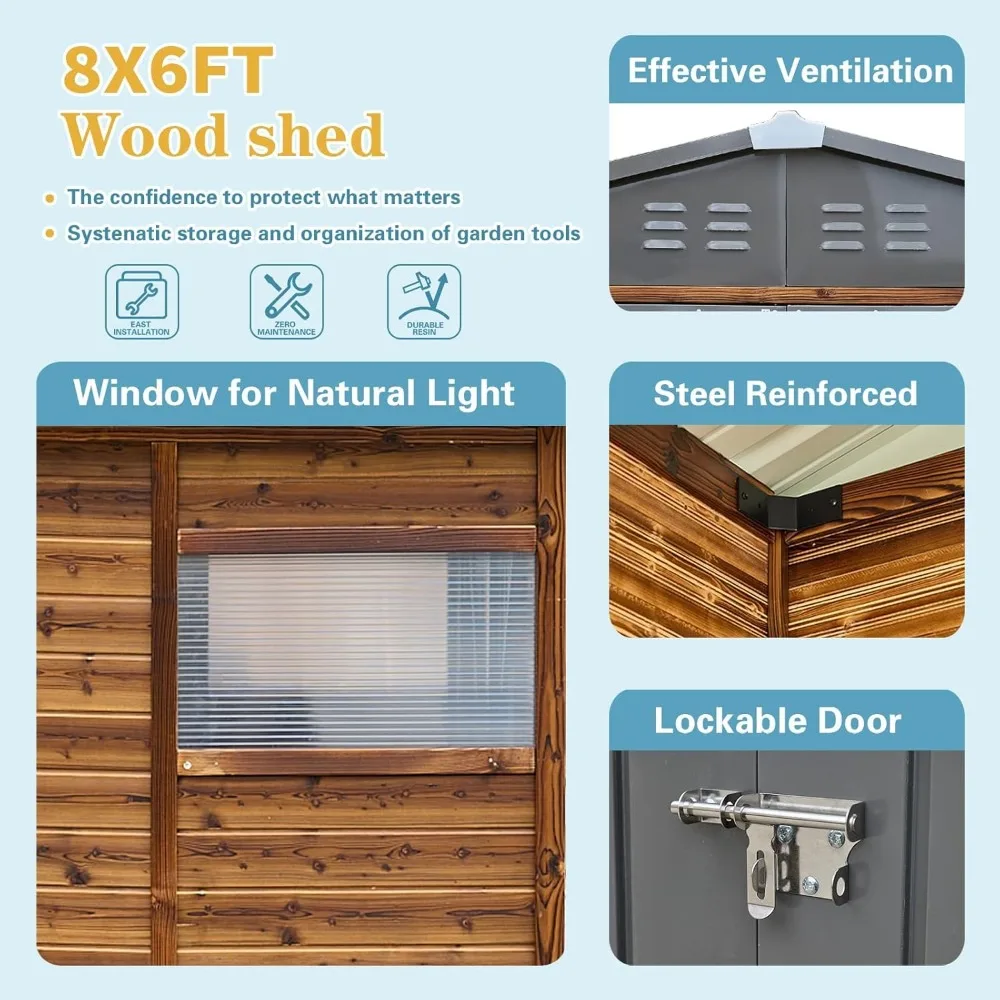 6x8FT Waterproof & Rust-Resistant Outdoor Storage Shed with Window, Lockable Sliding Doors & Metal Sloped Roof, Customized
6x8FT Waterproof & Rust-Resistant Outdoor Storage Shed with Window, Lockable Sliding Doors & Metal Sloped Roof, Customized