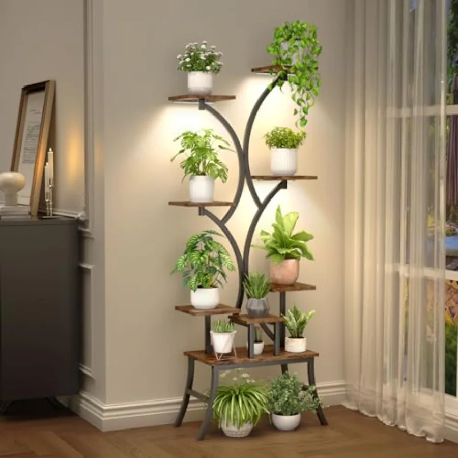 Indoor plant stands with grow light for home use black metal 62-inch tall shelf with anti-tipping device and flower holder rack
Indoor plant stands with grow light for home use black metal 62-inch tall shelf with anti-tipping device and flower holder rack