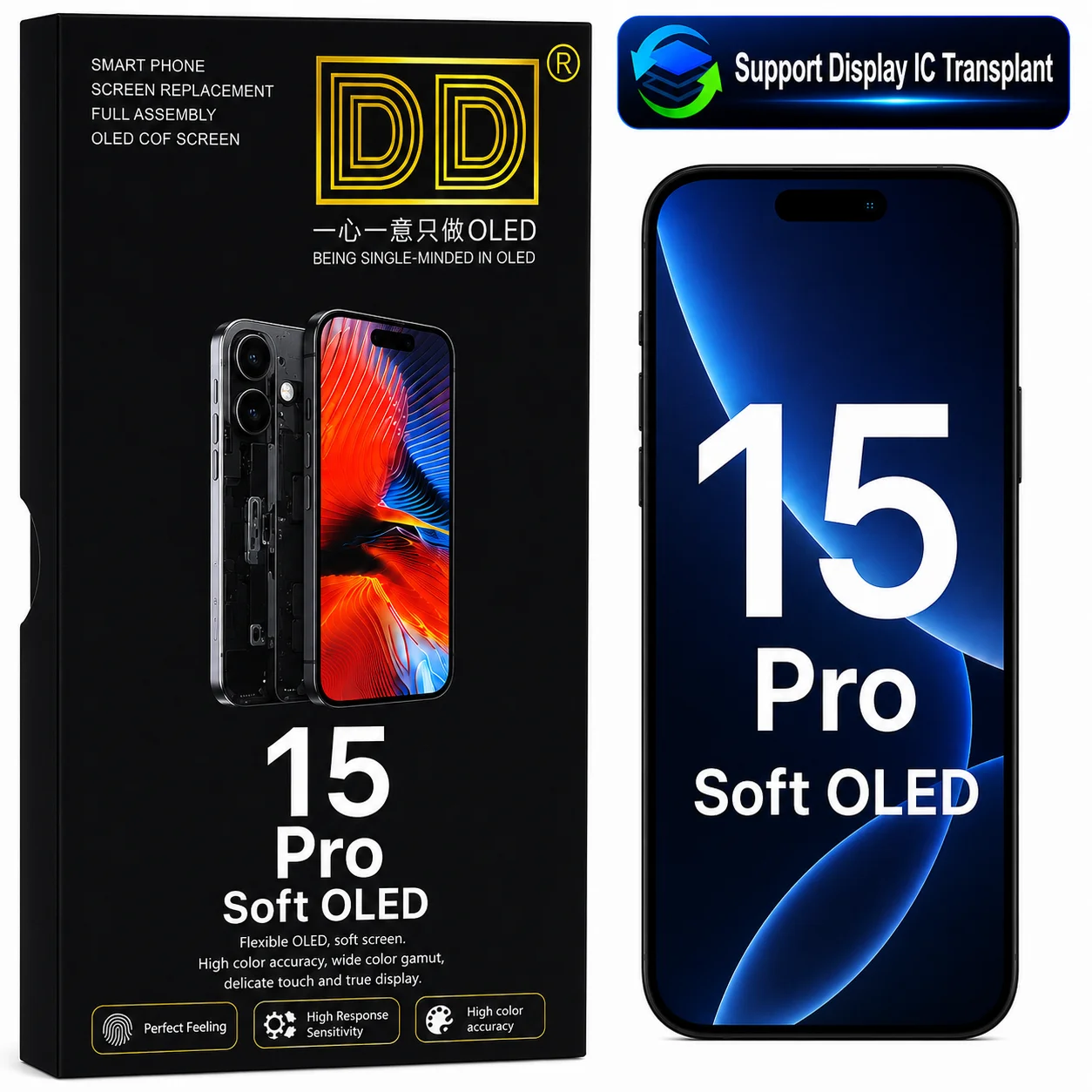 For iPhone 15 Pro DD Soft OLED LCD Display Assembly Touch Screen Digitizer Replacement Free Tools
For iPhone 15 Pro DD Soft OLED LCD Display Assembly Touch Screen Digitizer Replacement Free Tools