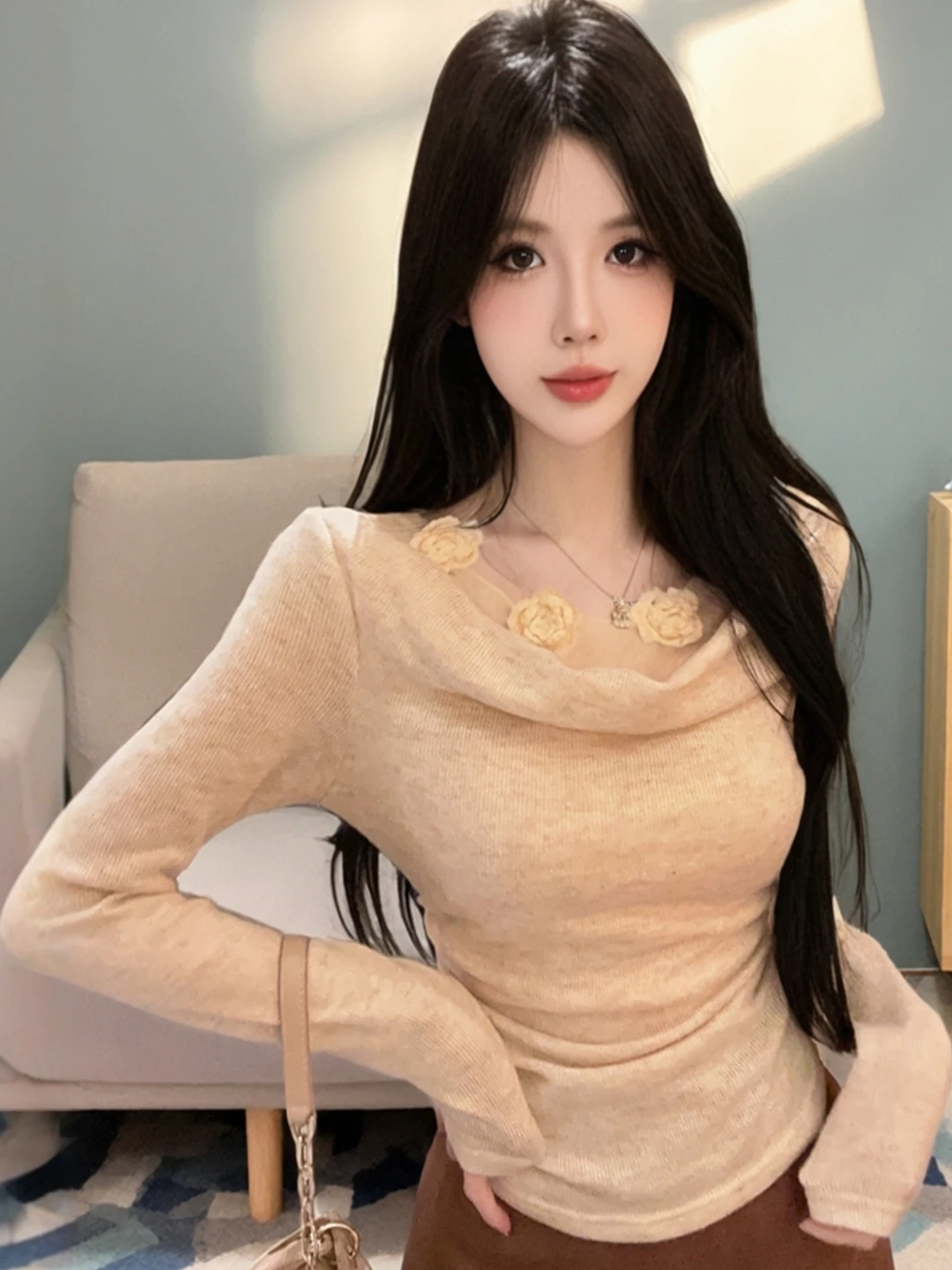 Retro Sexy 3D Flower Mesh Splice Fake Two-Piece T-Shirt Slimming Pleated Knitted Elegant Top Women's Fashion Autumn Wear
Retro Sexy 3D Flower Mesh Splice Fake Two-Piece T-Shirt Slimming Pleated Knitted Elegant Top Women's Fashion Autumn Wear