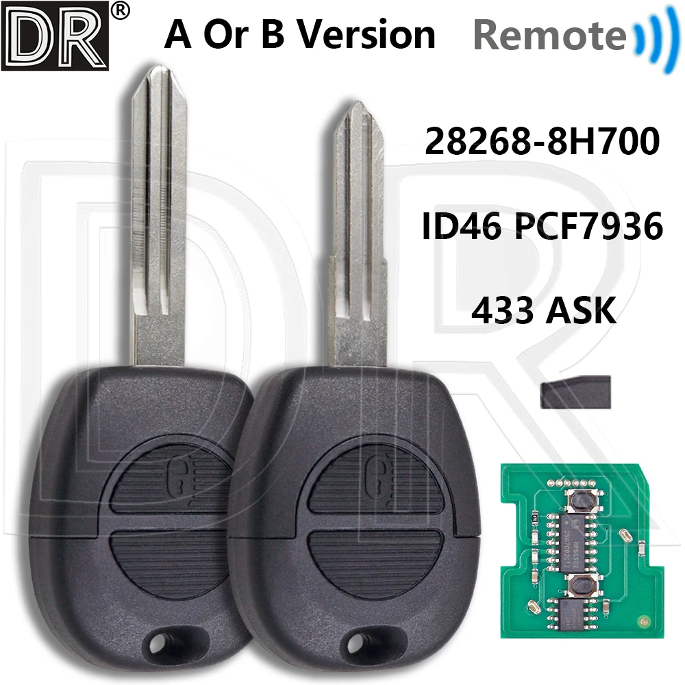 Great ID46 Chip 433ASK Car Key 28268-8H700 Or PCB Or Shell Case For Nissan Navara Patrol Primera Serena Micra Almera X-Trail
Great ID46 Chip 433ASK Car Key 28268-8H700 Or PCB Or Shell Case For Nissan Navara Patrol Primera Serena Micra Almera X-Trail