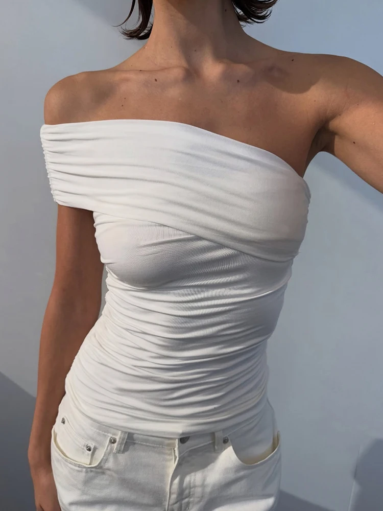 Insglas Temperament Daily Slanted Shoulders t-Shirts Women Folds Skinny Elegant Summer Trend Commute Versatile Solid Classic Top
Insglas Temperament Daily Slanted Shoulders t-Shirts Women Folds Skinny Elegant Summer Trend Commute Versatile Solid Classic Top
