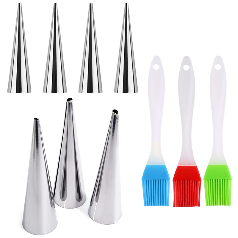 Набор из 6 конических форм для выпечки с кисточкой для масла (случайный цвет), из нержавеющей стали, для круассанов, десертов, кондитерских изделий ручной работы, кухонные принадлежности ZYF
Набор из 6 конических форм для выпечки с кисточкой для масла (случайный цвет), из нержавеющей стали, для круассанов, десертов, кондитерских изделий ручной работы, кухонные принадлежности ZYF