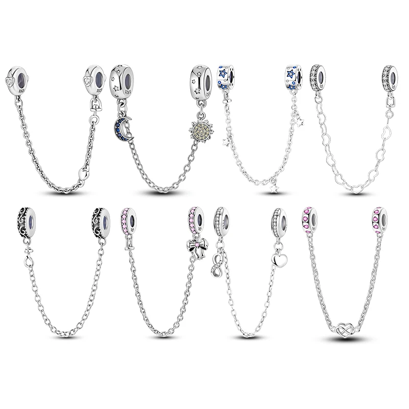 Hot Sales 925 Sterling Silver Safety Chains Charms Sparkling CZ Zircon Dangle Fit Original Bracelet DIY For Women Jewelry Gifts
Hot Sales 925 Sterling Silver Safety Chains Charms Sparkling CZ Zircon Dangle Fit Original Bracelet DIY For Women Jewelry Gifts