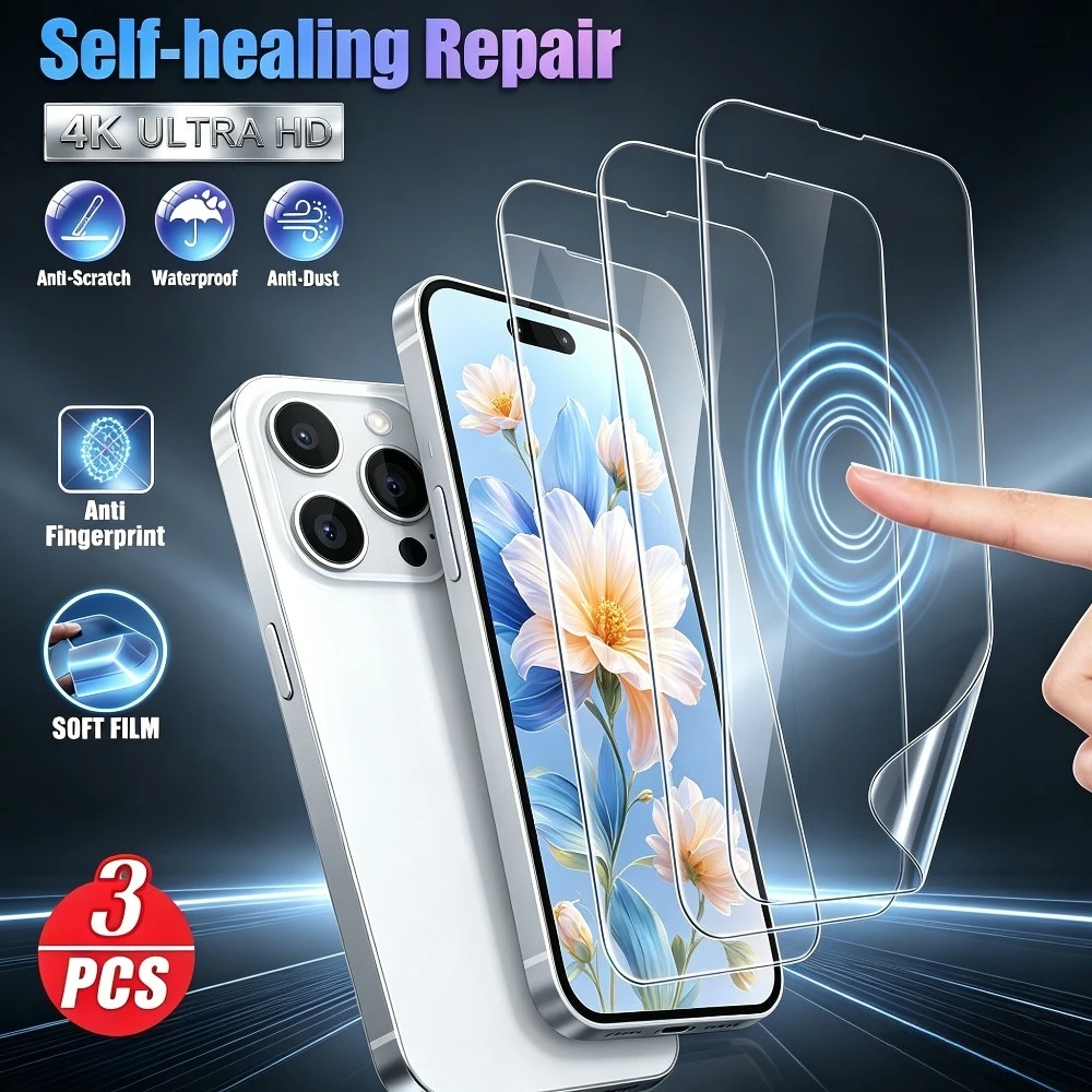 3Pcs Full Cover Hydrogel Film for iPhone 17/15/16/13/Pro Max/15/12/14/Pro Air/17e/16e/15/14/Plus Anti-Scratch Screen Protector
3Pcs Full Cover Hydrogel Film for iPhone 17/15/16/13/Pro Max/15/12/14/Pro Air/17e/16e/15/14/Plus Anti-Scratch Screen Protector
