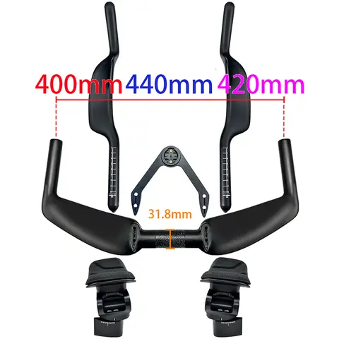 BALUGOE Full Carbon Road Bike Aero Rest Handlebar 31.8mm 400mm 420mm 440mm TT Triathlon Time Trial Bar with Arm Pads Bike Parts