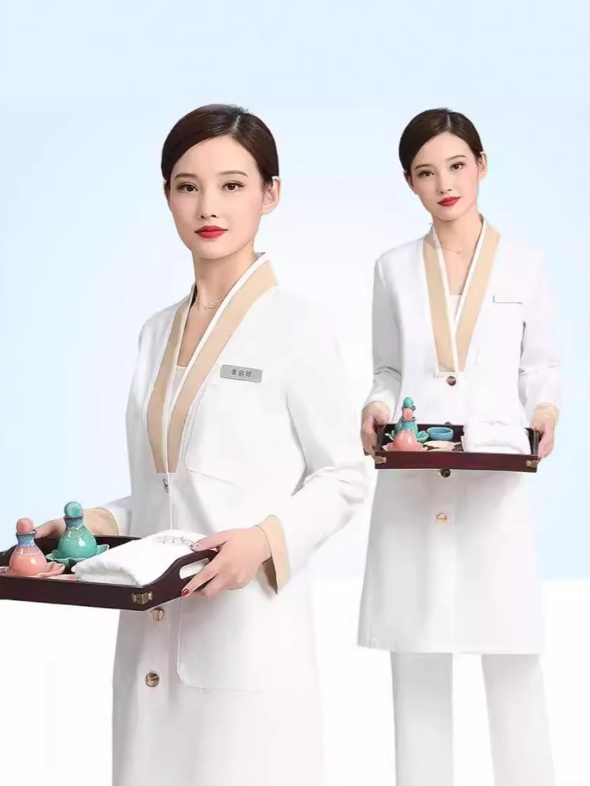 Комплект для работы: высококачественный медицинский белый халат для косметолога, медсестры, для спа-процедур, гидротерапии, чистки ушей, корейский стиль, для ухода за кожей
Комплект для работы: высококачественный медицинский белый халат для косметолога, медсестры, для спа-процедур, гидротерапии, чистки ушей, корейский стиль, для ухода за кожей