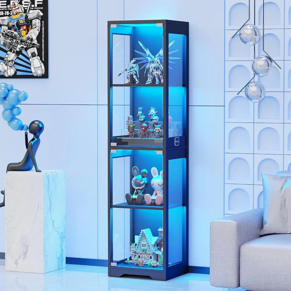 Glass Display Cabinet, 4-Tier Curio Cabinets with 3 Color Lights for Collectibles, Storage Cabinet with Door, Glass Display Case
Glass Display Cabinet, 4-Tier Curio Cabinets with 3 Color Lights for Collectibles, Storage Cabinet with Door, Glass Display Case