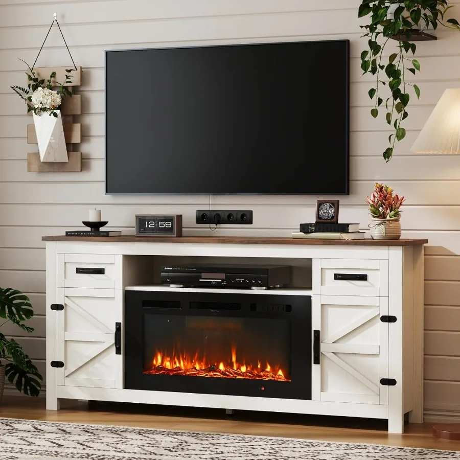 Каминная подставка под телевизор с дверцами сарая для телевизоров до 80 Farmhouse 70 Камин Развлекательный центр с шкафами для хранения Белый ТВ S
Каминная подставка под телевизор с дверцами сарая для телевизоров до 80 Farmhouse 70 Камин Развлекательный центр с шкафами для хранения Белый ТВ S