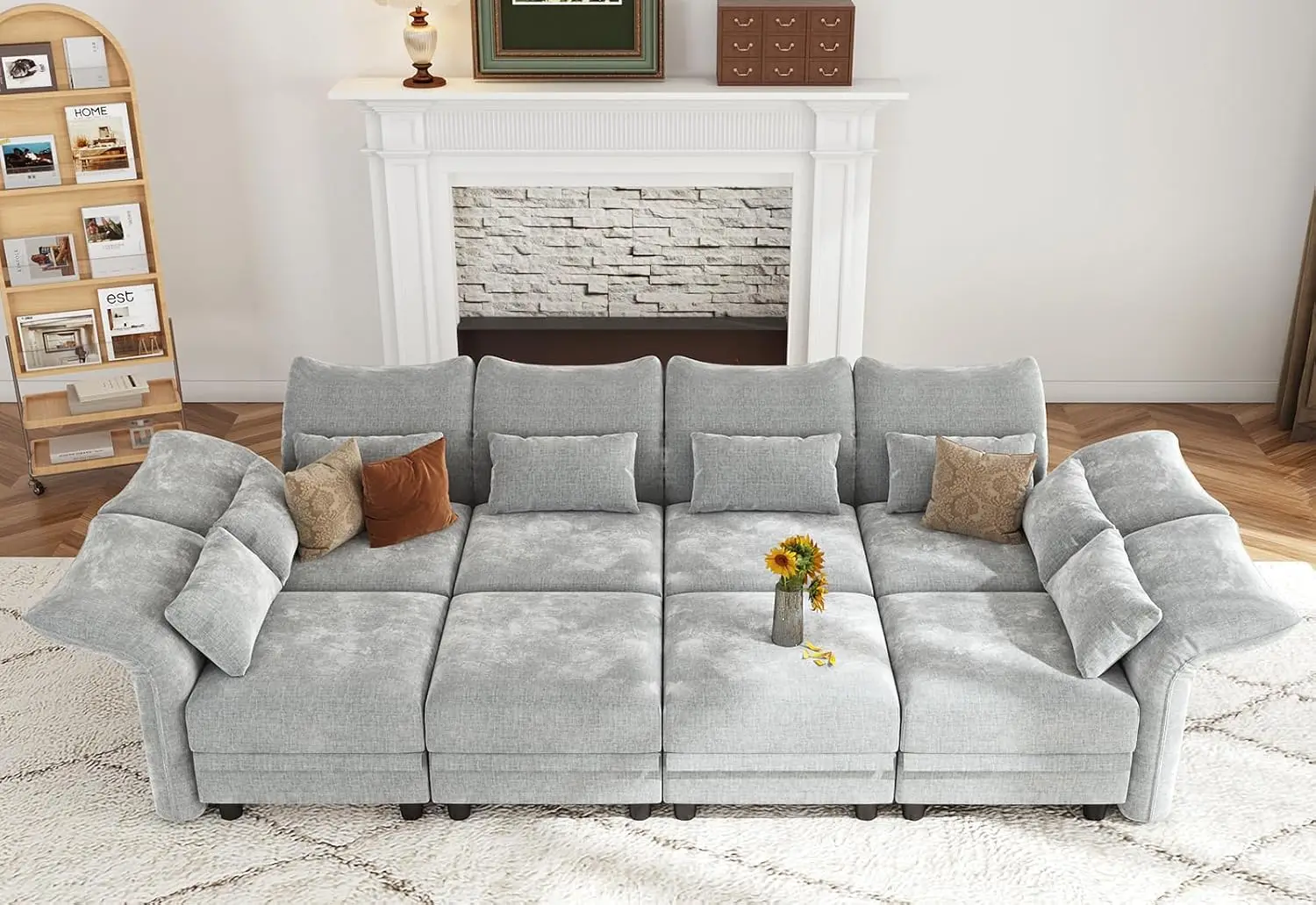 8 Seater Modular Sectional Sofa Sleeper 114 Inch Large Chenille Sectional Couches Living Room with Storage Ottoman, Adjustable
8 Seater Modular Sectional Sofa Sleeper 114 Inch Large Chenille Sectional Couches Living Room with Storage Ottoman, Adjustable