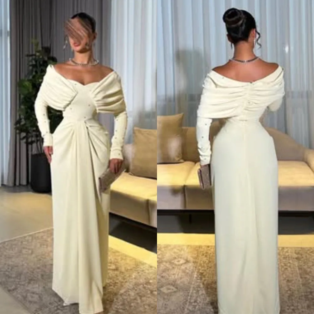 High Quality Customized Full Sleeves White Long Dresses Pleat A-line Beaded Vestidos Para Bodas Mujer Invitada Party Dresses
High Quality Customized Full Sleeves White Long Dresses Pleat A-line Beaded Vestidos Para Bodas Mujer Invitada Party Dresses