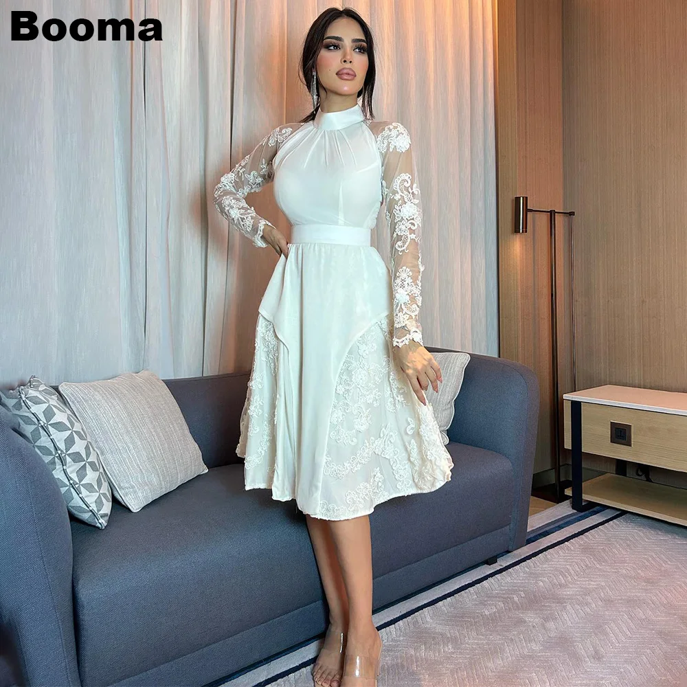 Booma White A Line Saudi Arabia Formal Dresses Lace Long Sleeves Short Prom Dresses Knee Length Party Evening Gowns for Women
Booma White A Line Saudi Arabia Formal Dresses Lace Long Sleeves Short Prom Dresses Knee Length Party Evening Gowns for Women
