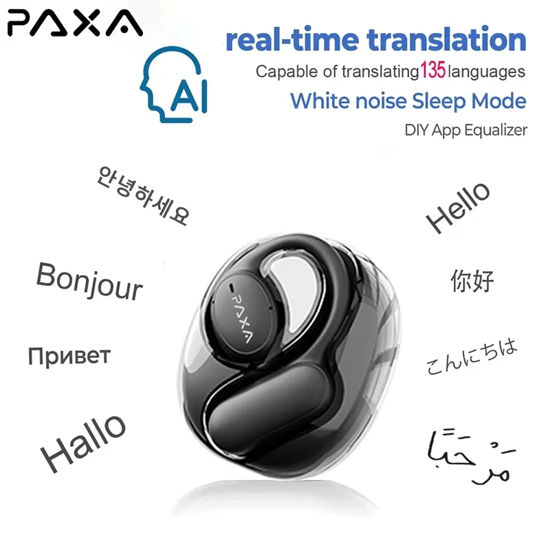 PAXA OpenAir5 AI TWS Bluetooth 5.4 ENC Call Noise Reduction Earphones Translation Earbuds Real Time Long Endurance Headphones
PAXA OpenAir5 AI TWS Bluetooth 5.4 ENC Call Noise Reduction Earphones Translation Earbuds Real Time Long Endurance Headphones