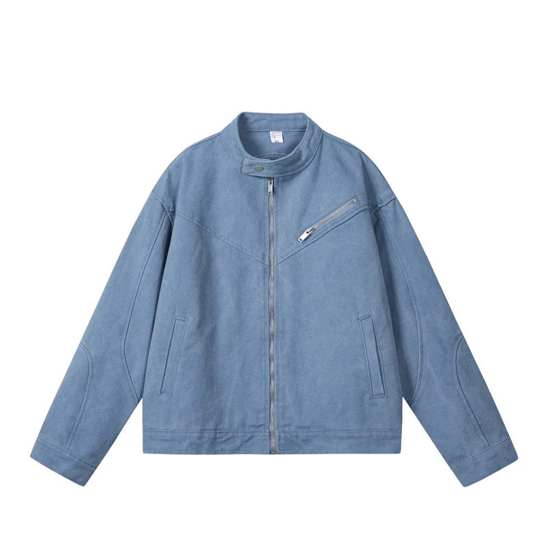 Spring Autumn High Quality Men's Denim Jacket Loose Casual Safari Style Jackets Men Solid Color Stand Collar Motorcycles Coat
Spring Autumn High Quality Men's Denim Jacket Loose Casual Safari Style Jackets Men Solid Color Stand Collar Motorcycles Coat