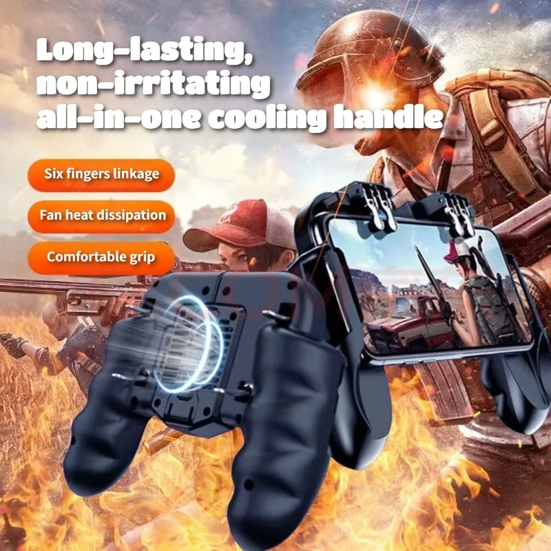 H9 6 Finger Phone Gamepad Joystick Controller Built-in Battery Cooling Fan for IPhone Android PUBG Aim Shooting Alloy Key Button
H9 6 Finger Phone Gamepad Joystick Controller Built-in Battery Cooling Fan for IPhone Android PUBG Aim Shooting Alloy Key Button