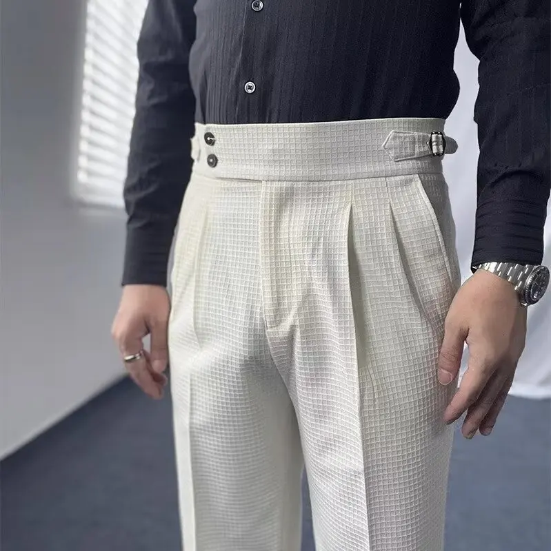 Italian Paris Buckle Naples Suit Pants For Men Smart Casual High Waist Straight Trousers Autumn Fashion Pleated Waffle Pants
Italian Paris Buckle Naples Suit Pants For Men Smart Casual High Waist Straight Trousers Autumn Fashion Pleated Waffle Pants