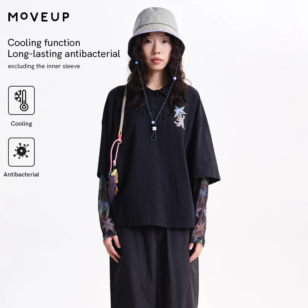 MOVEUP Faux Two-Piece Women T-Shirt 2026 Spring New Lapel Cartoon Embroidery Print Long Sleeve Tees Casual Women's Top 3ELC10571
MOVEUP Faux Two-Piece Women T-Shirt 2026 Spring New Lapel Cartoon Embroidery Print Long Sleeve Tees Casual Women's Top 3ELC10571