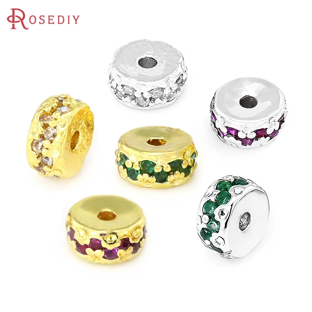 18K Gold Color Brass and Zircon Wheel Spacer Beads Bracelets Beads High Quality Jewelry Diy Accessories Making Materials
18K Gold Color Brass and Zircon Wheel Spacer Beads Bracelets Beads High Quality Jewelry Diy Accessories Making Materials