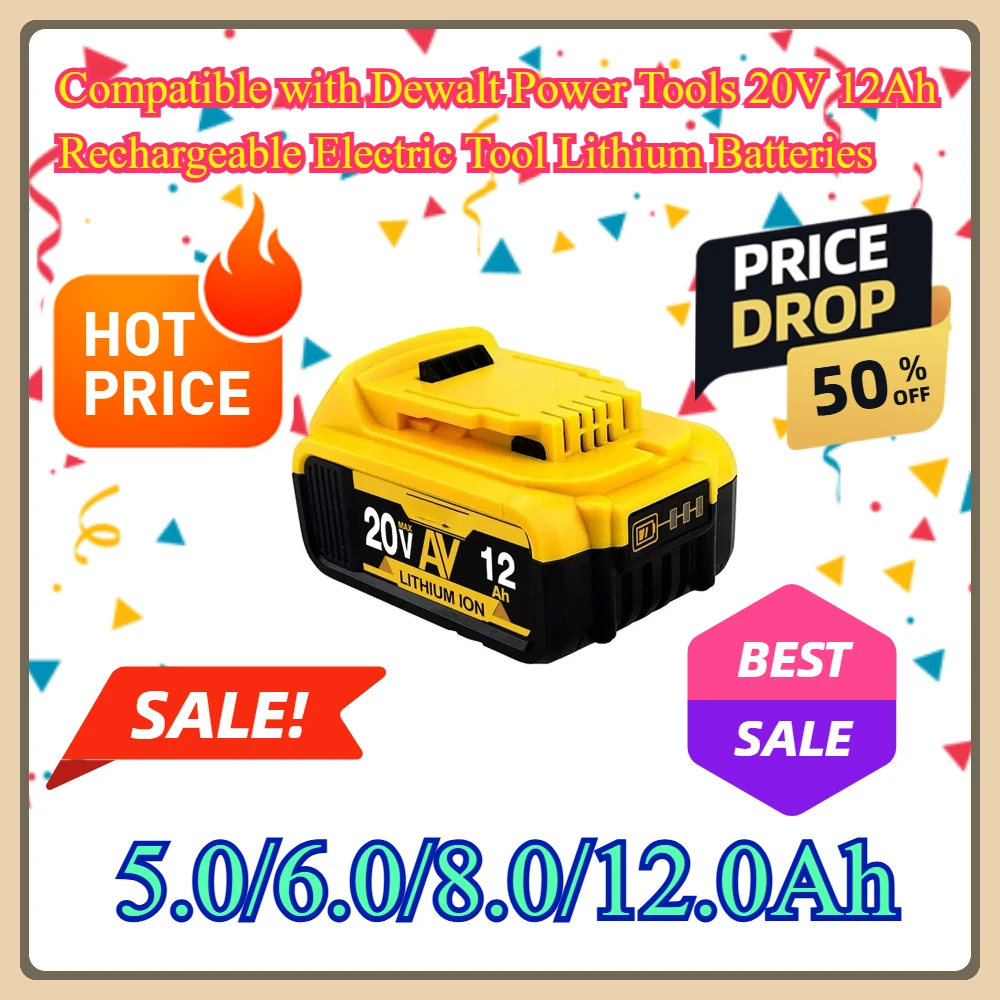 Compatible with Dewalt Power Tools 20V 12Ah Rechargeable Electric Tool Lithium Batteries 20V 18Volt 18V 12Ah 20V Battery
Compatible with Dewalt Power Tools 20V 12Ah Rechargeable Electric Tool Lithium Batteries 20V 18Volt 18V 12Ah 20V Battery