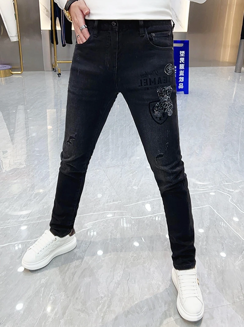Men's Faion Slim Fit Jeans Winter Fce Lined Trendy Brand Bear Rhinestone Hole Long Pants High Elastici Casual Wear
Men's Faion Slim Fit Jeans Winter Fce Lined Trendy Brand Bear Rhinestone Hole Long Pants High Elastici Casual Wear
