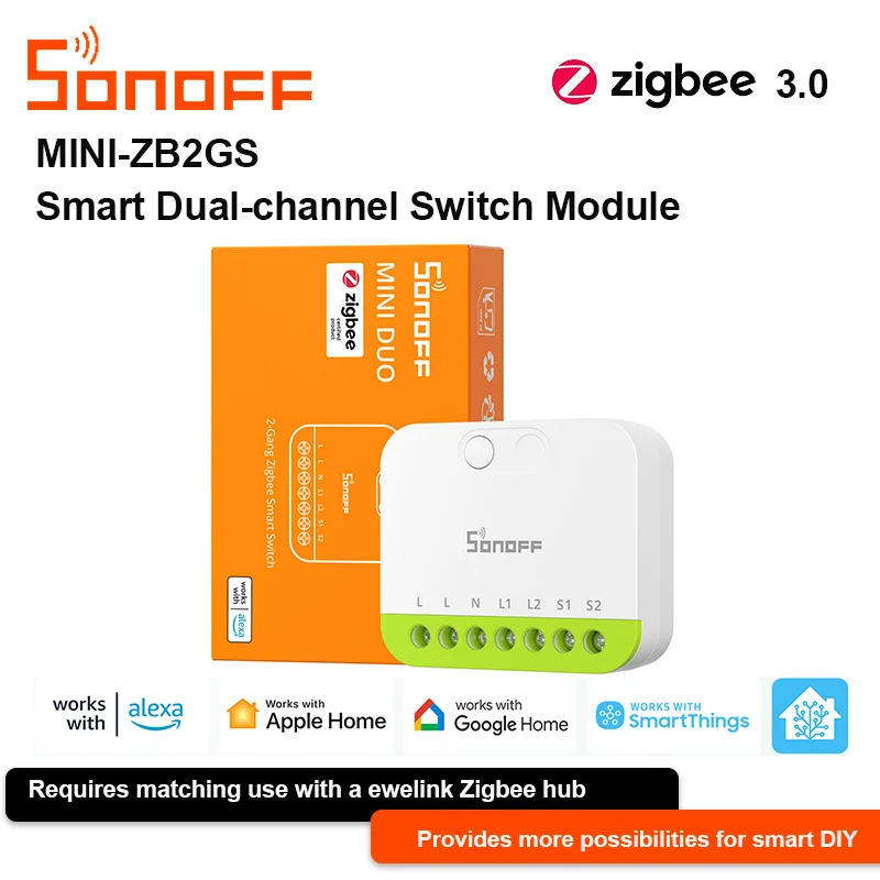 Sonoff MINI-ZB2GS Zigbee Smart Dual-channel Switch Module EWelink APP Remote Control Timer Voice Control Works With Alexa Google
Sonoff MINI-ZB2GS Zigbee Smart Dual-channel Switch Module EWelink APP Remote Control Timer Voice Control Works With Alexa Google