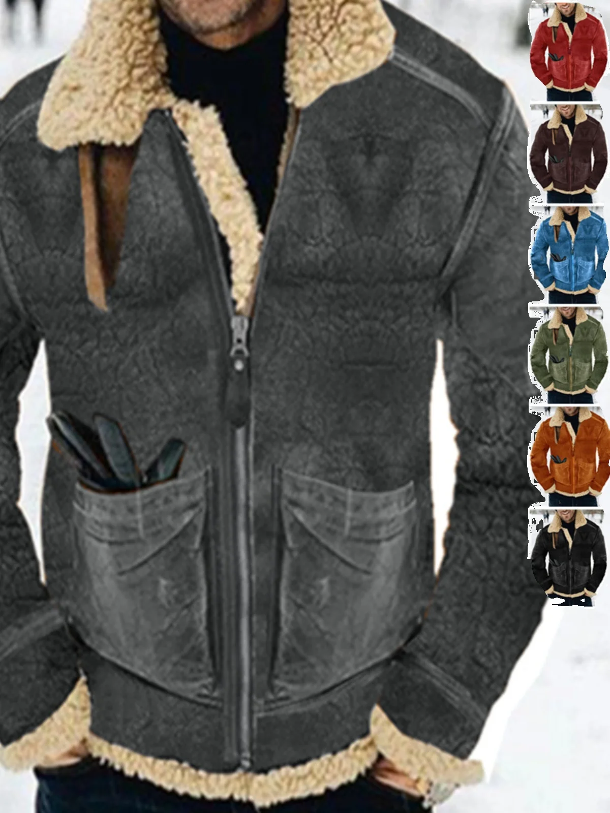 Уличная куртка из овечьей шерсти с меховой подкладкой, двусторонняя, на молнии, повседневная, в американском стиле, зимняя верхняя одежда
Уличная куртка из овечьей шерсти с меховой подкладкой, двусторонняя, на молнии, повседневная, в американском стиле, зимняя верхняя одежда