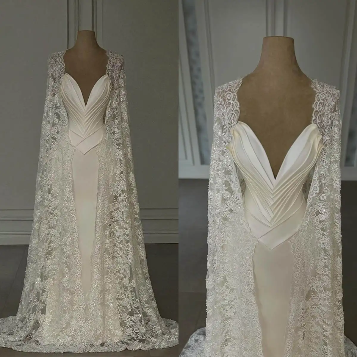 Unique Mermaid Wedding Dress With Lace Wrap V Neck Sleeveless Bride Gowns Tiered Zipper Bridal Dresses Custom Made High Quality
Unique Mermaid Wedding Dress With Lace Wrap V Neck Sleeveless Bride Gowns Tiered Zipper Bridal Dresses Custom Made High Quality