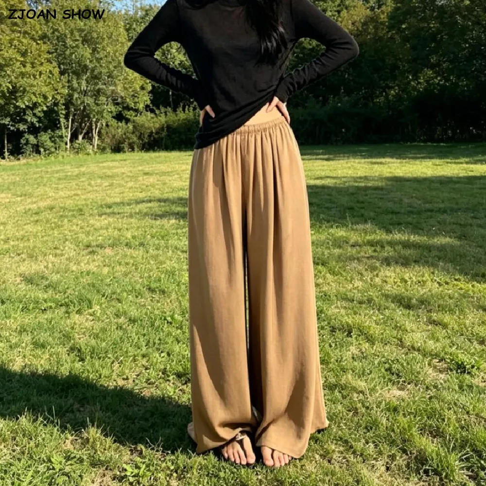 Summer Champagne Acetate Satin Wide leg Pants Women Elastic Waist Loose Casual Floor Length Trousers Pants Black
Summer Champagne Acetate Satin Wide leg Pants Women Elastic Waist Loose Casual Floor Length Trousers Pants Black