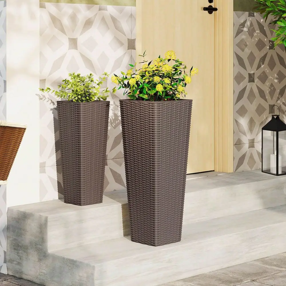 Tall Planter Set Of 2 With Removable Inner Trays, Drainage Holes For Garden Coffee
Tall Planter Set Of 2 With Removable Inner Trays, Drainage Holes For Garden Coffee