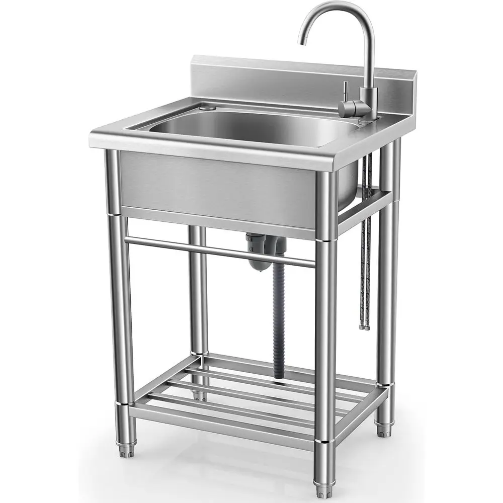 Utility Sink Standing Single Bowl Kitchen Sink with Cold and Hot Water Pipe Stainless Steel Sink or Laundry Room Bathroom
Utility Sink Standing Single Bowl Kitchen Sink with Cold and Hot Water Pipe Stainless Steel Sink or Laundry Room Bathroom
