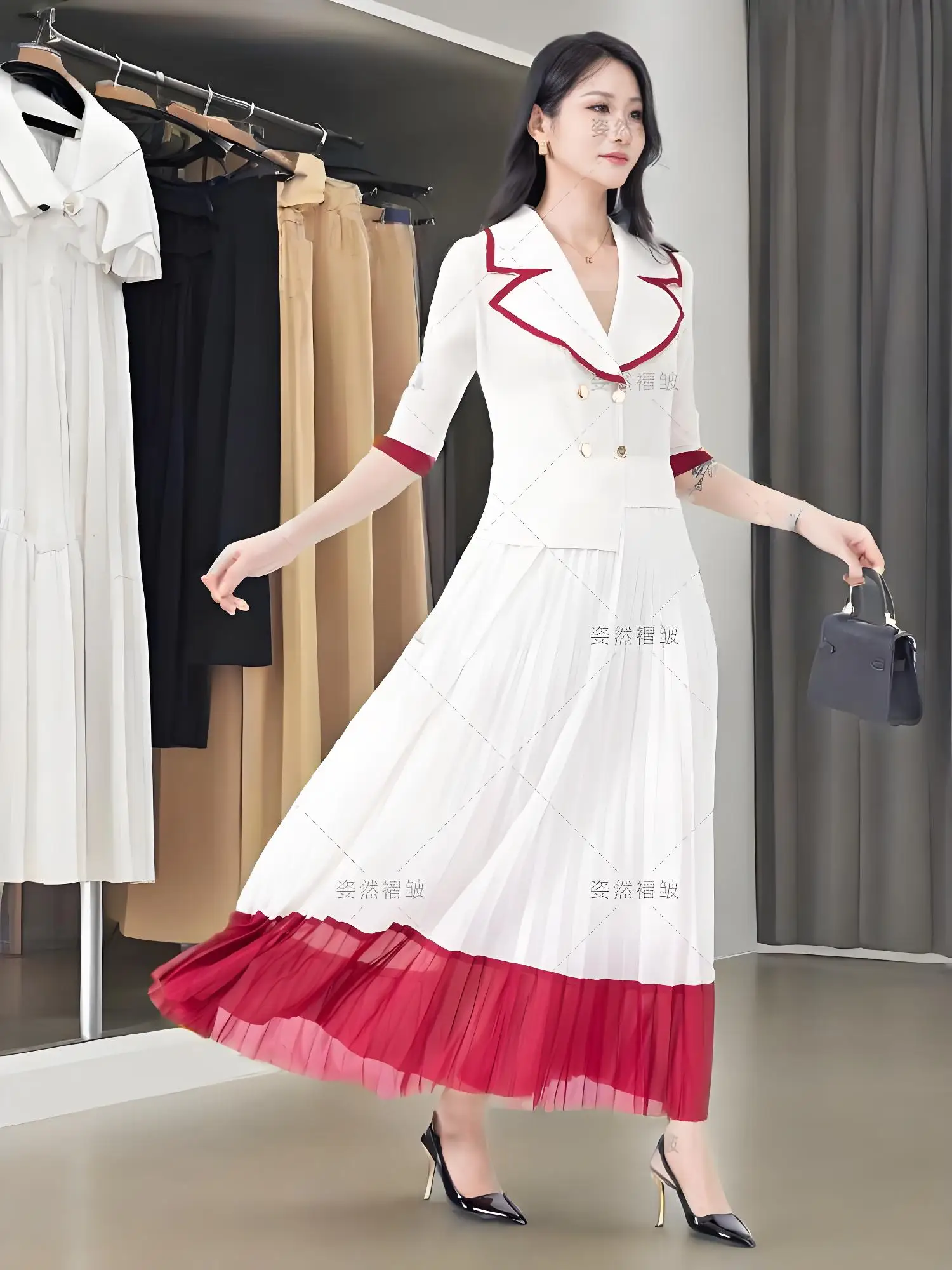 Miyake Dress Pleated Clothes Long Dress Light Luxury Pleated High Sense Contrasting Color Fake Two Pieces of Women's Clothing
Miyake Dress Pleated Clothes Long Dress Light Luxury Pleated High Sense Contrasting Color Fake Two Pieces of Women's Clothing