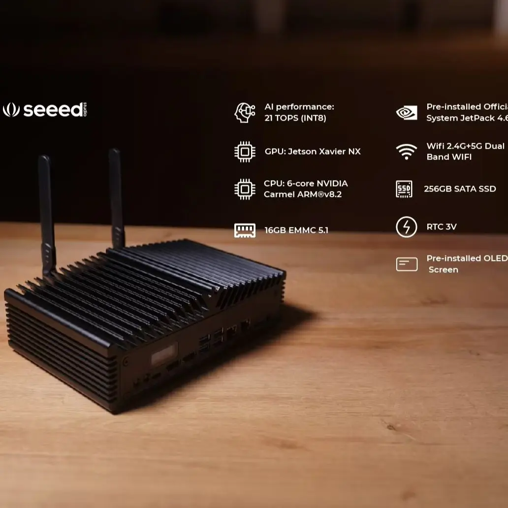AI SUB Mini PC NVIDIA Jetson Xavier NX Module 21TOPS Edge AI Computer Box, OLED Screen, 256GB SSD, Dual LAN,HDMI,Fanless,USB 3.0
AI SUB Mini PC NVIDIA Jetson Xavier NX Module 21TOPS Edge AI Computer Box, OLED Screen, 256GB SSD, Dual LAN,HDMI,Fanless,USB 3.0