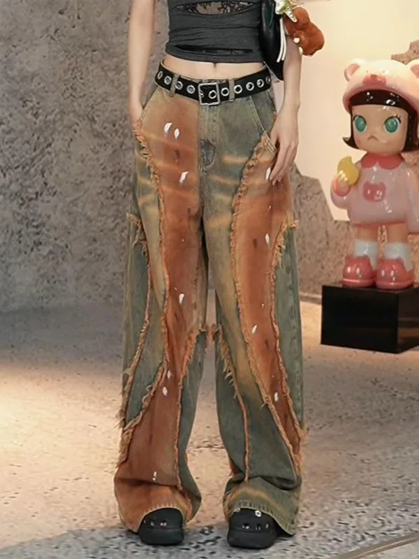Rustic Heavy-Du Waed Frayed Denim Wide Leg Pants Hip Hop Street Dance Punk Sle High Waist Zipper Closure Casual Jeans
Rustic Heavy-Du Waed Frayed Denim Wide Leg Pants Hip Hop Street Dance Punk Sle High Waist Zipper Closure Casual Jeans