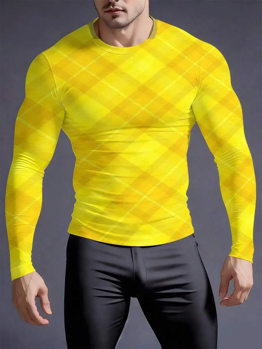 Mens Round Neck Full Sleeve Compression Top With Geometric Pattern, Athletic Tight Fit Shapewear
Mens Round Neck Full Sleeve Compression Top With Geometric Pattern, Athletic Tight Fit Shapewear