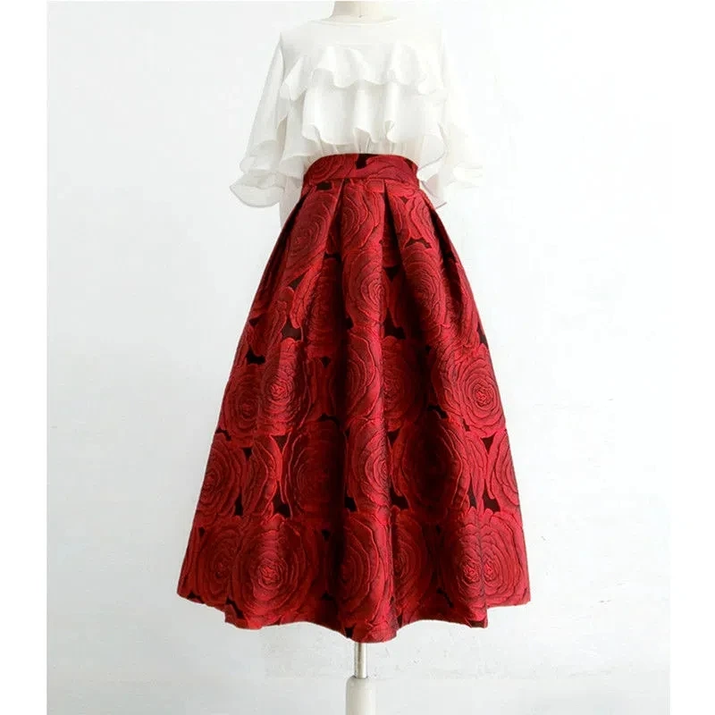 Spring Autumn New Hepburn Safflower Vintage Elegant skirts Womens Faldas Aesthetic Jacquard High-waisted Long Midi Pleated Skirt
Spring Autumn New Hepburn Safflower Vintage Elegant skirts Womens Faldas Aesthetic Jacquard High-waisted Long Midi Pleated Skirt