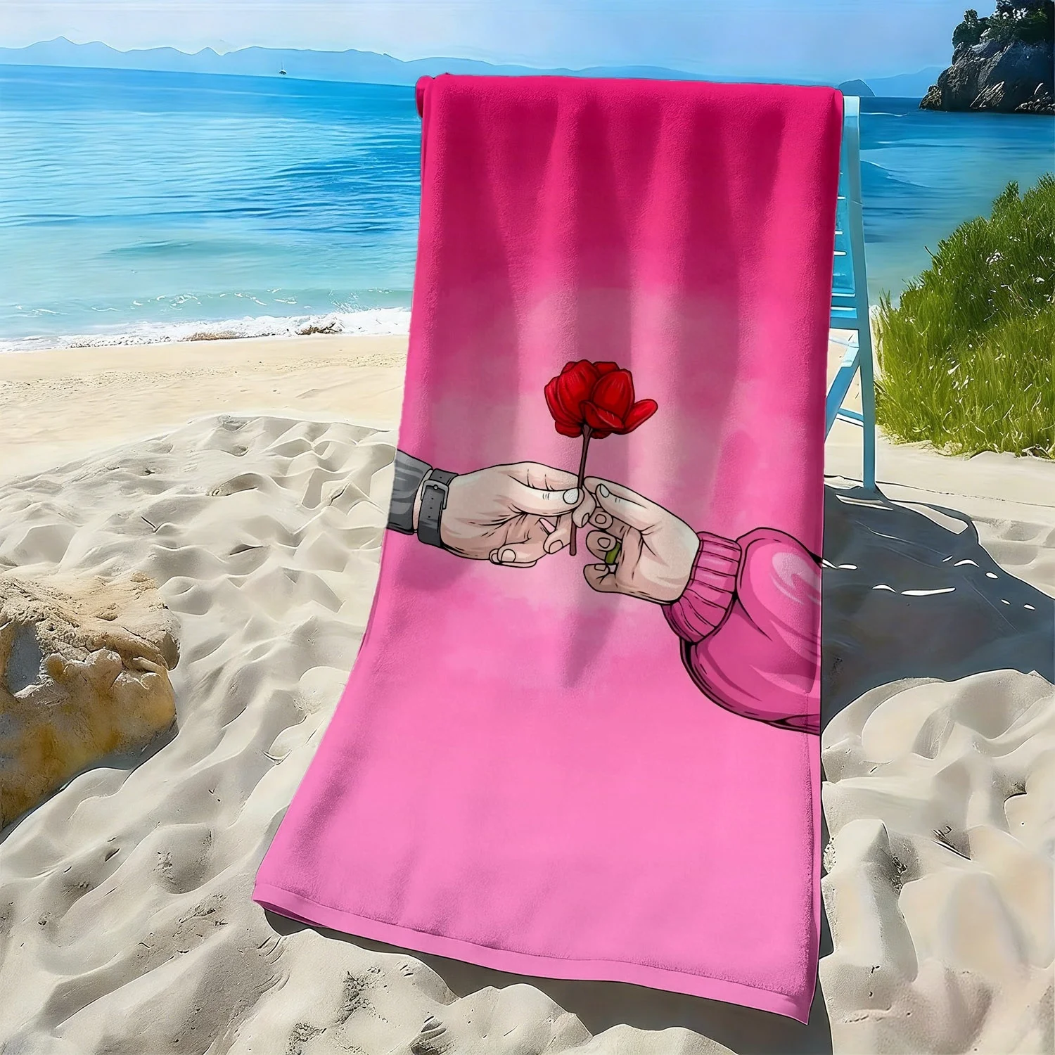 Pink romantic rose pattern polyester microfiber beach towel is highly absorbent, suitable for swimming and beach outings
Pink romantic rose pattern polyester microfiber beach towel is highly absorbent, suitable for swimming and beach outings