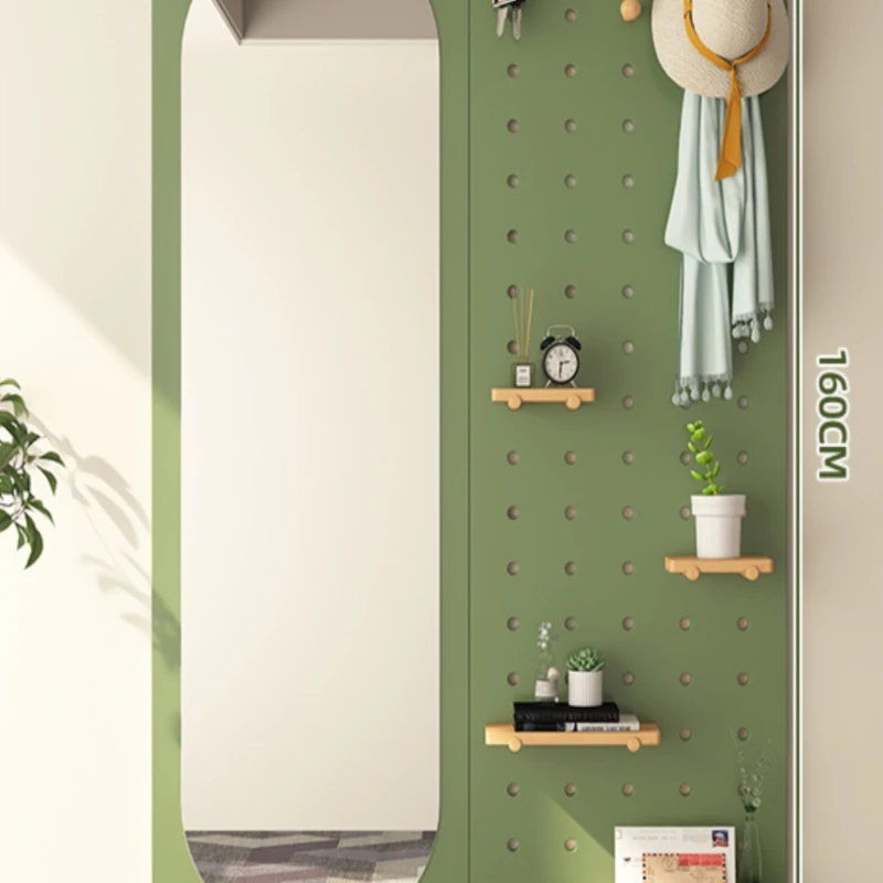 Solid wood hole board shelf wall full body mirror fitting mirror wall hook door back coat rack integrated mirror
Solid wood hole board shelf wall full body mirror fitting mirror wall hook door back coat rack integrated mirror
