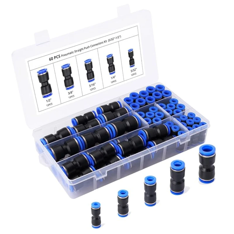60/80PCS Box Set Air Straight Pneumatic Fittings PU Hose Pipes Push in Quick Release Connector PU-4-6-8mm Plastic Hose Couplings
60/80PCS Box Set Air Straight Pneumatic Fittings PU Hose Pipes Push in Quick Release Connector PU-4-6-8mm Plastic Hose Couplings