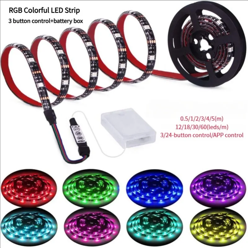 RGB Led Strip Light 60/30/18/12leds Neon light strip with Remote Control for Home Gaming Room Decoration Bedroom Night Lights
RGB Led Strip Light 60/30/18/12leds Neon light strip with Remote Control for Home Gaming Room Decoration Bedroom Night Lights