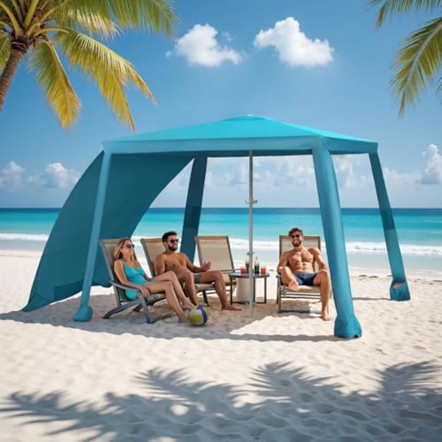 Beach Cabana-6.6x6.6'Beach Canopy with Side Wall, Portable Umbrella Tent with Sand Pockets for Family and Friends, Easy Up Beac
Beach Cabana-6.6x6.6'Beach Canopy with Side Wall, Portable Umbrella Tent with Sand Pockets for Family and Friends, Easy Up Beac
