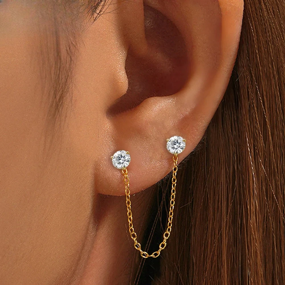 Moissanite Double Studs Chain Tassel Earrings For Women 925 Sterling Silver Certified Lab Diamond Party Jewelry Gift
Moissanite Double Studs Chain Tassel Earrings For Women 925 Sterling Silver Certified Lab Diamond Party Jewelry Gift