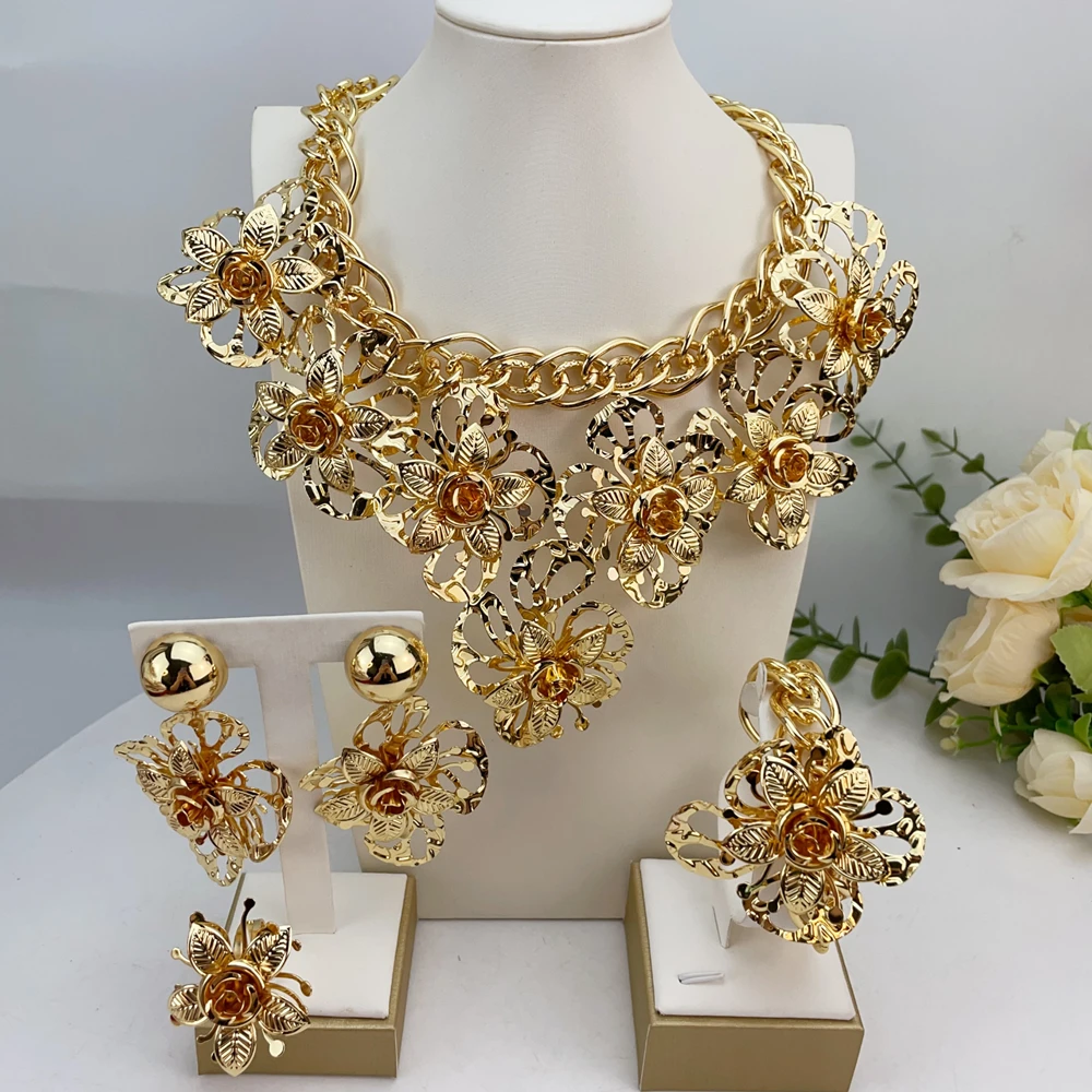 Fashion Italian Dubai Gold Plated Jewelry Set Simple Style Necklace All Copper Material Light Weight Flower Jewelry FHK23780
Fashion Italian Dubai Gold Plated Jewelry Set Simple Style Necklace All Copper Material Light Weight Flower Jewelry FHK23780