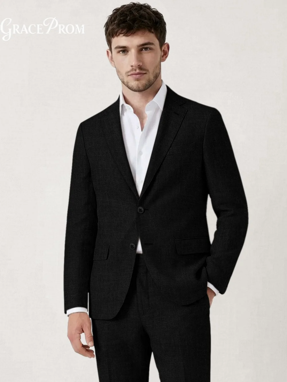 Premium Black 2 PCS Suit With Two Button Notch Lapel Straight Leg Trousers For Business Prom Evening Formal Occasions Customized
Premium Black 2 PCS Suit With Two Button Notch Lapel Straight Leg Trousers For Business Prom Evening Formal Occasions Customized