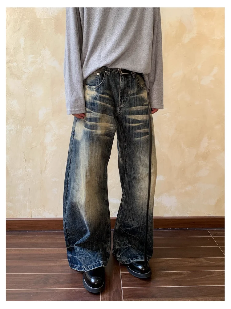 Retro American Waed Bamboo Patterned Knife Jeans Men Women adient Vintage High Waist Wide Leg Casual Long Trousers
Retro American Waed Bamboo Patterned Knife Jeans Men Women adient Vintage High Waist Wide Leg Casual Long Trousers